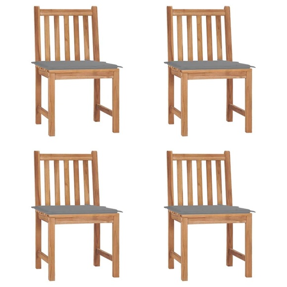 vidaXL Gartenstühle 4 Stk. mit Kissen Massivholz Teak