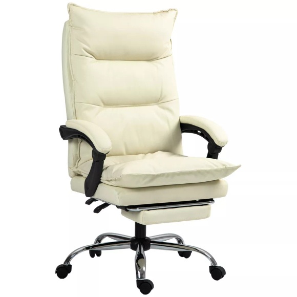 Northio - Bürostuhl, 155°neigbar, höhenverstellbarer Schreibtischstuhl mit Liegefunktion, Fußstütze, Ergonomisch Drehstuhl, Beige, One Size