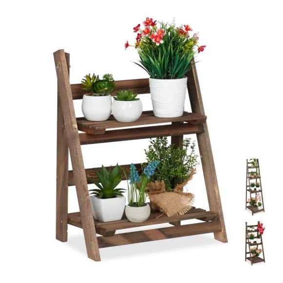 B2X - Blumentreppe Holz dunkelbraun, 58cm