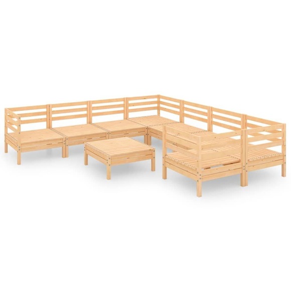 vidaXL 9-tlg. Garten-Lounge-Set Kiefer Massivholz