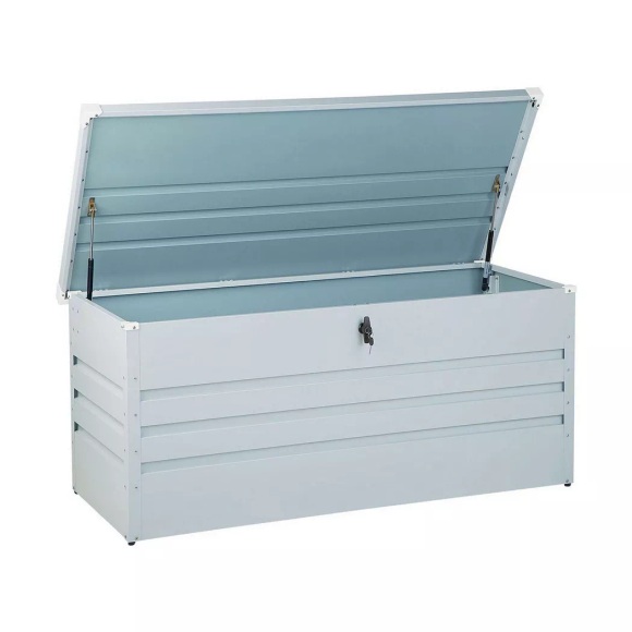Beliani Auflagenbox Stahl cremeweiss 132 x 62 cm CEBROSA