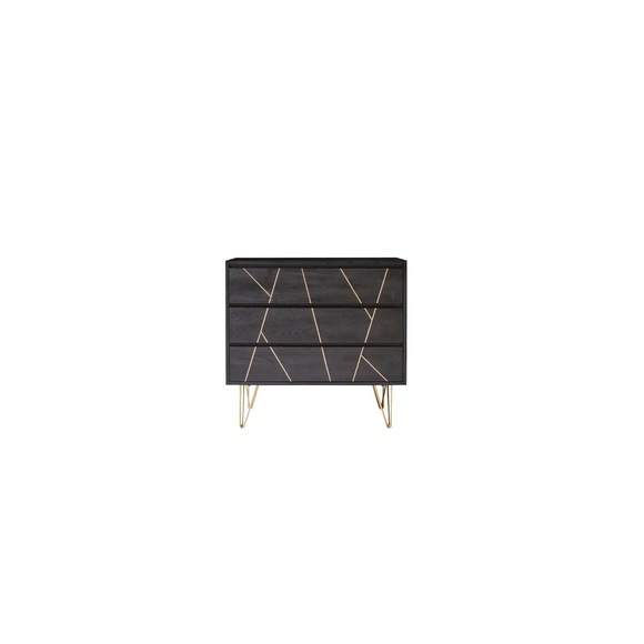 Kommode Aus Massivem Mangoholz Liv Unisex Schwarz ONE SIZE
