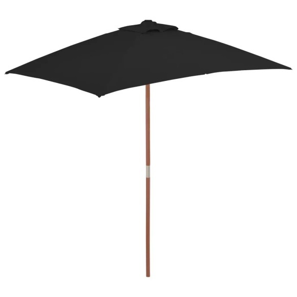 vidaXL Sonnenschirm mit Holzmast Schwarz 150x200 cm
