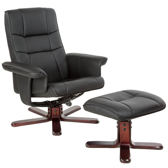 Tv Fernsehsessel Mit Hocker Modell 1 Unisex Schwarz 99cm
