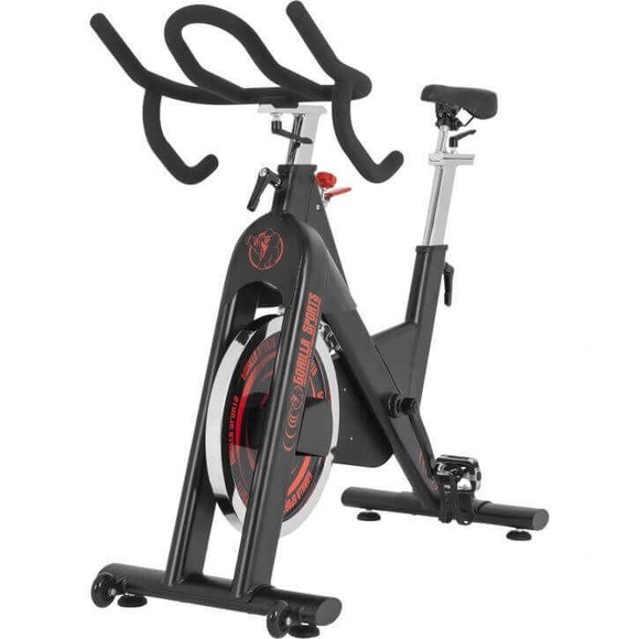 Gorilla Sports - Indoor Cycling Profi Fahrrad - Schwarz, Rot