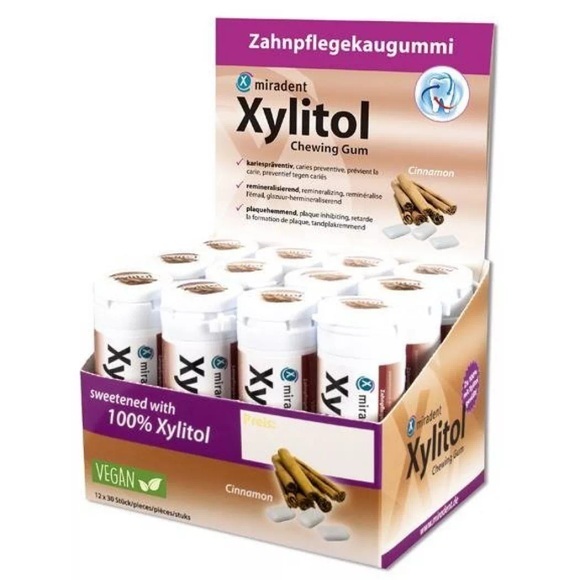 Miradent Xylitol Zimt, Display 12 Dosen à 30 Stk.
