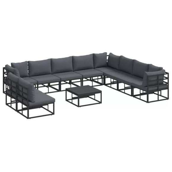 VidaXL - Garten-sofa aluminium, One Size, Schwarz