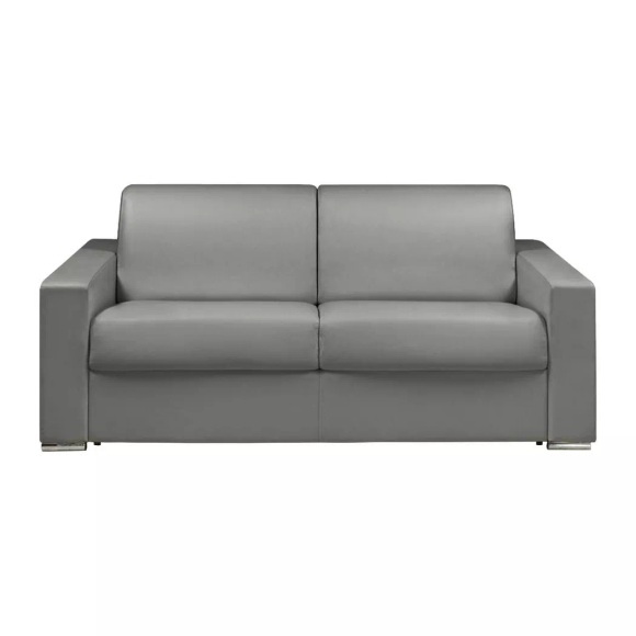 LINEA SOFA - Schlafsofa mit Matratze 3-Sitzer Kunstleder - Grau - Liegefläche: 140 cm - Matratzenhöhe: 22 cm mit Memory Schaum - CALITO, One Size