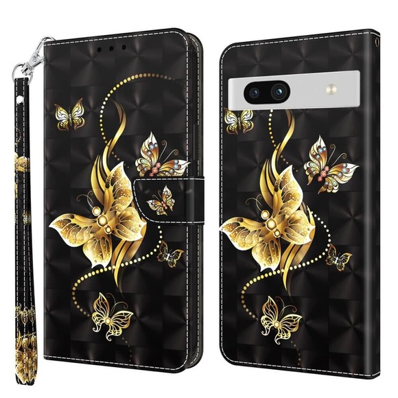Google Pixel 7a - Etui Glitzer Effekt Schmetterling