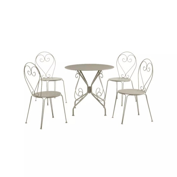 Vente-unique - Garten-Essgruppe: Tisch + 4 stapelbare Stühle - Metall in Eisenoptik - Beige - GUERMANTES von MYLIA, One Size