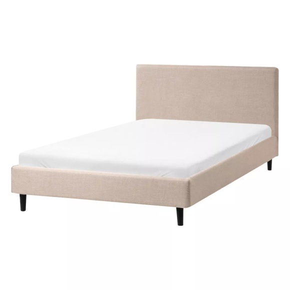Beliani - Bett mit Lattenrost aus Stoff Minimalistisch FITOU, 120X200CM, Perle