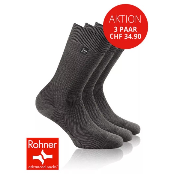 Rohner - Capri Piqué-Socken, für Herren, Grau, Größe 43-44