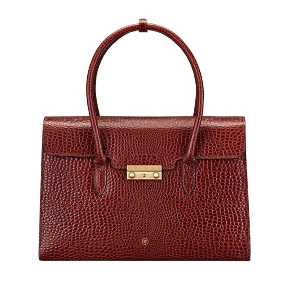 Maxwell Scott Fabia Croco - Leder Laptop Aktentasche in Cognac