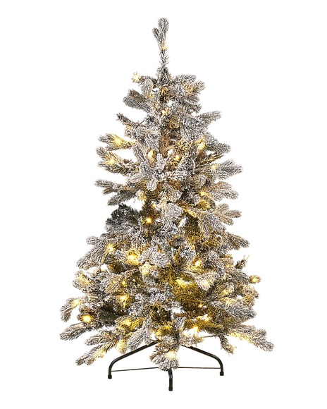 Beliani Künstlicher Weihnachtsbaum mit LED Beleuchtung schneebedeckt 120 cm weiss TATLOW Kunstbaum