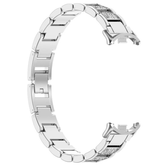 Cover-Discount - Xiaomi Smart Band 9 / 8 Edelstahl mit Strass Armband, Weiss Bunt, One Size