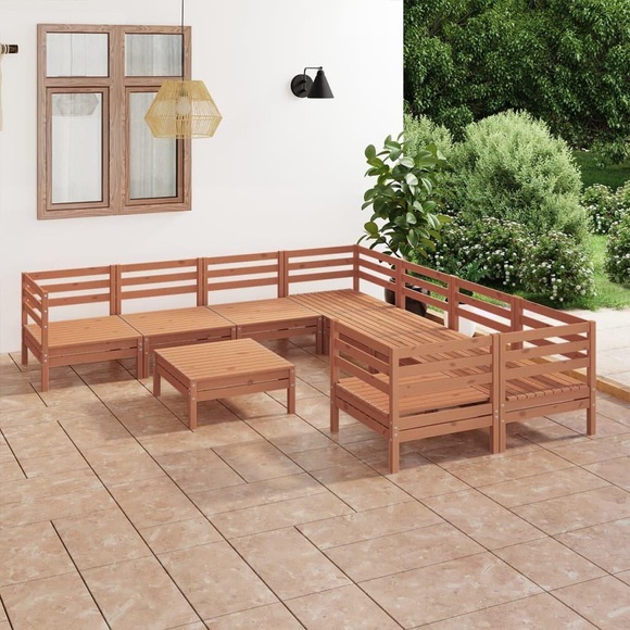 vidaXL 9-tlg. Garten-Lounge-Set Honigbraun Massivholz Kiefer