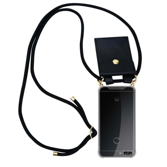 Handy Kette für Huawei P SMART 2018 Enjoy 7S Silikon mit Gold Ringen