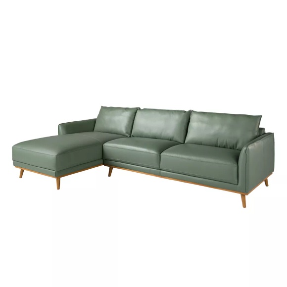 ANGEL CERDA - Linkes Chaiselongue-Sofa ausem Leder, One Size, Grün