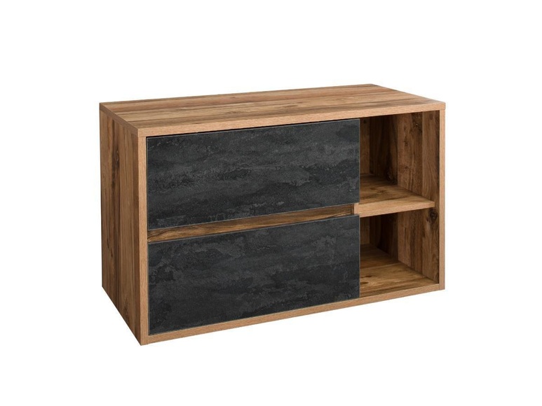 Waschbeckenunterschrank hängend - 100 cm - Naturfarben & Anthrazit - TIKITIKI Waschbeckenunterschrank hängend - 100 cm - Naturfarben & Anthrazit - TIKITIKI
