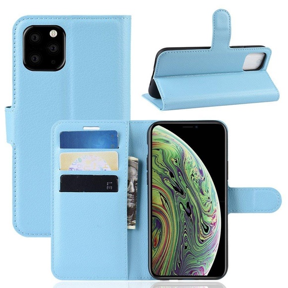 iPhone 11 Pro - Leder Etui Hülle mit Kartenfach hell