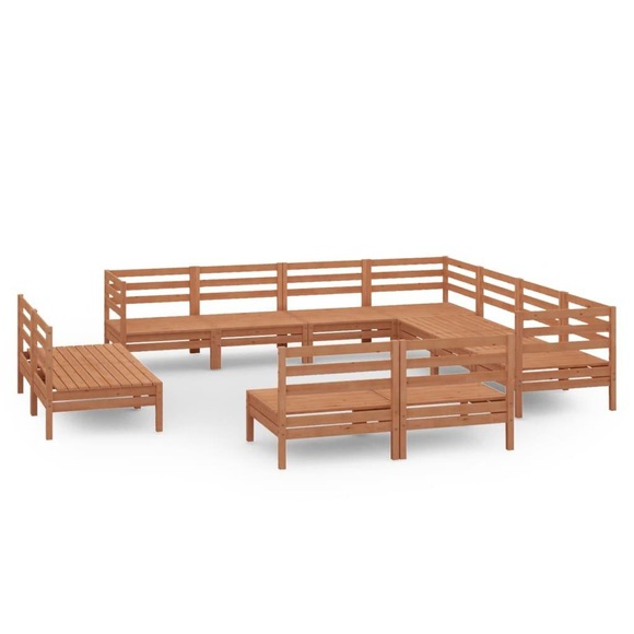 vidaXL 11-tlg. Garten-Lounge-Set Massivholz Kiefer Honigbraun