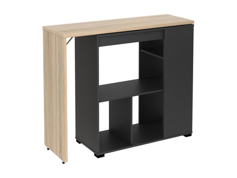 Bartisch drehbar mit Stauraum - Holzfarben & Anthrazit - SATURNE Bartisch drehbar mit Stauraum - Holzfarben & Anthrazit - SATURNE