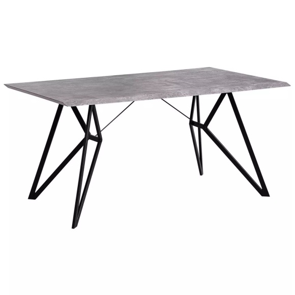 Beliani Esstisch Betonoptik/schwarz 160 x 90 cm BUSCOT