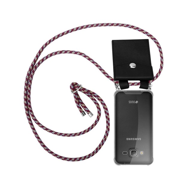 Handy Kette für Samsung Galaxy J3 2016 Silikon mit Silbernen Ringen