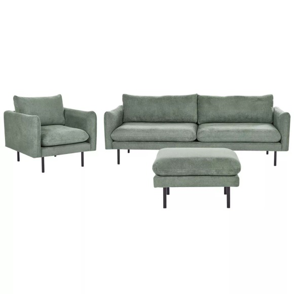 Wohnzimmer Set mit Ottomane aus Polyester Modern VINTERBRO Wohnzimmer Set mit Ottomane aus Polyester Modern VINTERBRO