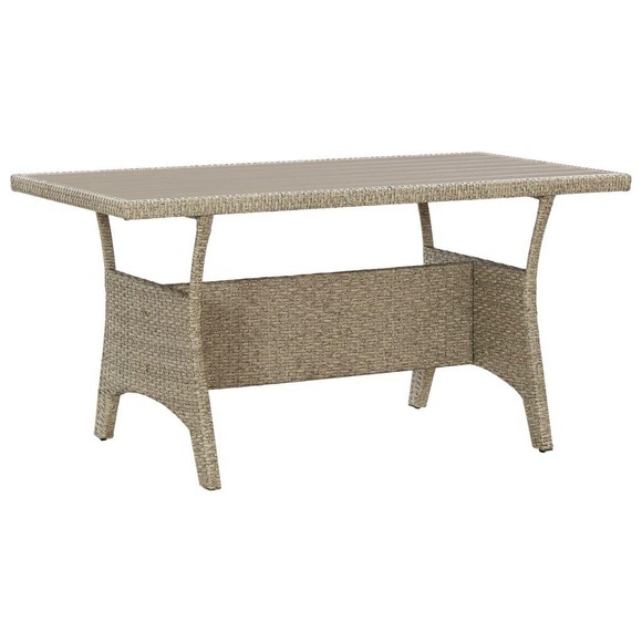 vidaXL Gartentisch Grau 130×70×66 cm Poly Rattan