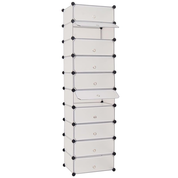vidaXL Schuh-Organizer Zusammenklappbar mit 10 Fächern Weiß