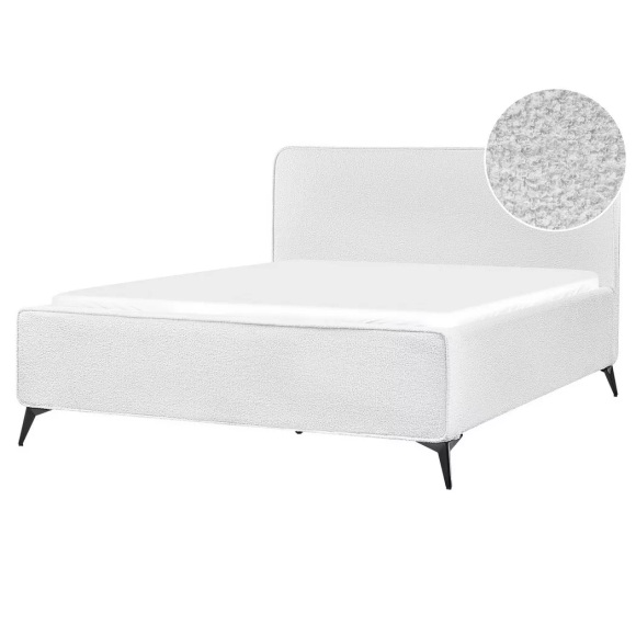Beliani - Bett mit Lattenrost aus Bouclé Klassisch VALOGNES, 160X200CM, Schneeweiss