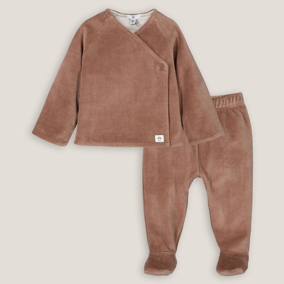 2-teiliges Samt-set Aus Wickeljacke Und Hose Unisex Rot 0-3M