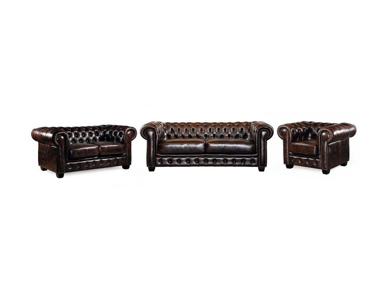 Chesterfield Garnitur 3+2+1 Büffelleder BRENTON Chesterfield Garnitur 3+2+1 Büffelleder BRENTON