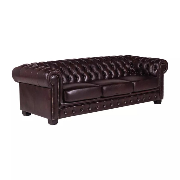 Chesterfield Ledersofa 4Sitzer Büffelleder braun BRENTON Chesterfield Ledersofa 4Sitzer Büffelleder braun BRENTON