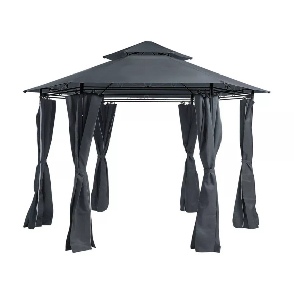 Beliani Pavillon Stahl graphitgrau ? 350 cm Portel