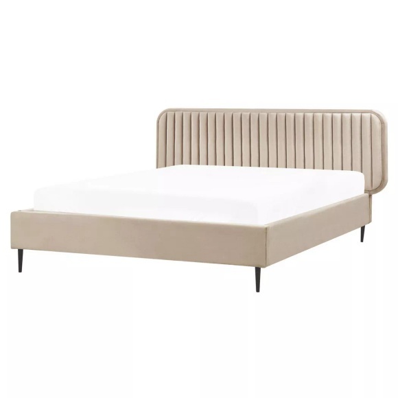 Beliani - Bett mit Lattenrost aus Samtstoff Modern BRIN, 160X200CM, Taupe