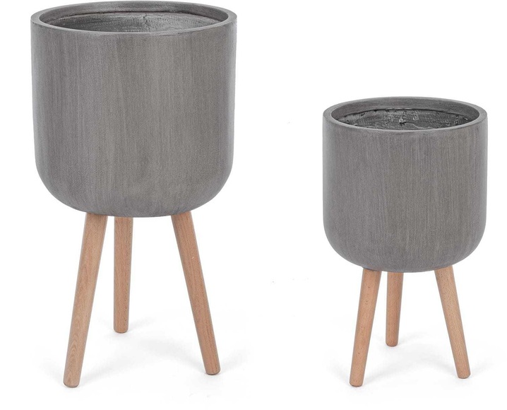 Pflanzentopf Modern rund graubeige (2-Set)