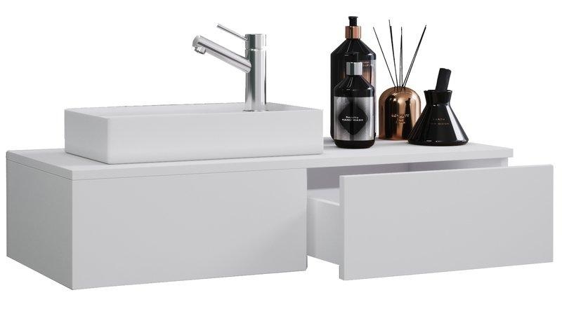 MID.YOU Gästebad 85 cm , Gudas , Weiss , Holzwerkstoff , 1 Schubladen , 85 cm , melaminharzbeschichtet,glänzend,Nachbildung , hängend , 000657017201