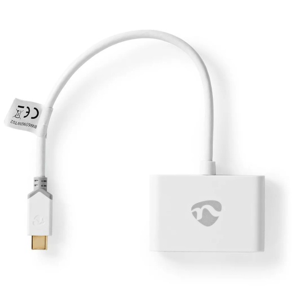 USB-Multi-Port-Adapter | USB 3.1 Gen1 | USB-C? Male | 2x USB-A | 1000 Mbps | 0,20 m | Rund | Vergoldet | PVC | Weiß | Box mit Fenster