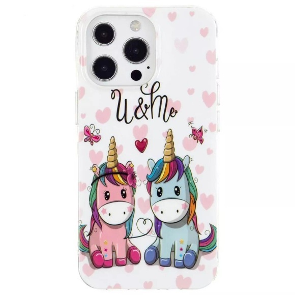 iPhone 15 Pro Max - Nachtleuchtende Silikon Hülle Einhorn
