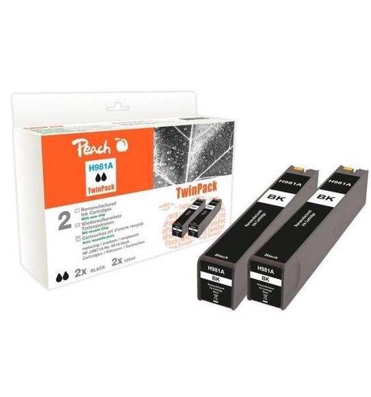 Peach Doppelpack Tintenpatrone schwarz kompatibel zu HP No. 981A, J3M71A