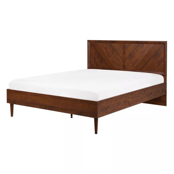 Beliani Bett dunkler Holzfarbton Lattenrost 140 x 200 cm MIALET