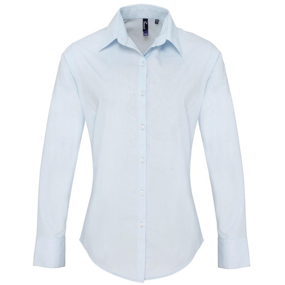 Popeline Bluse Arbeitshemd, Langärmlig Damen Hellblau 52