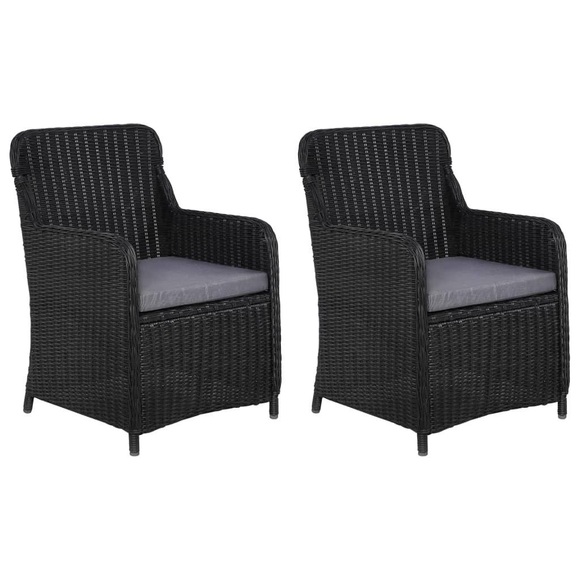 vidaXL Gartenstühle mit Polster 2 Stk. Poly Rattan Schwarz