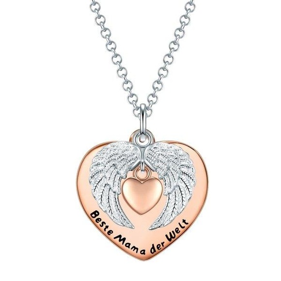 Kette Mit Anhänger Bi-color Damen Goldrosa 42cm
