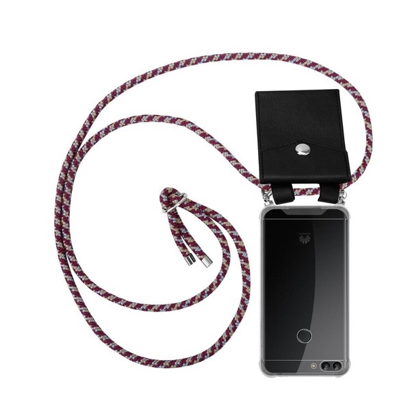 Handy Kette für Huawei P SMART 2018 Enjoy 7S Silikon mit Silbernen Ringen