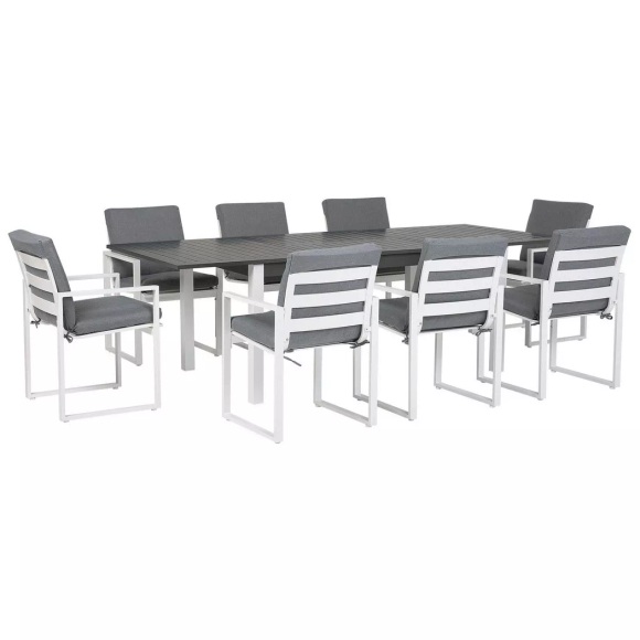 Beliani Gartenmöbel Set Aluminium dunkelgrau 8-Sitzer PANCOLE
