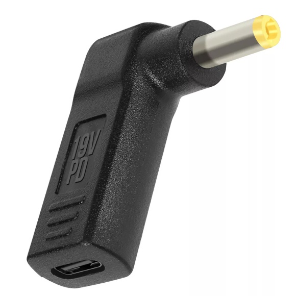 Avizar - USB-C/ 5.5 x 2.5mm abgewinkelter Adapter, Schwarz, One Size