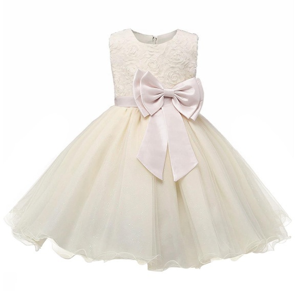 Abendkleid Mit Schleife Und Blumen - Beige (130) Mädchen Multicolor 130